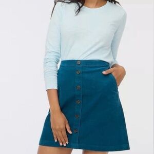 J. Crew Blue Button-Front Mini Skirt